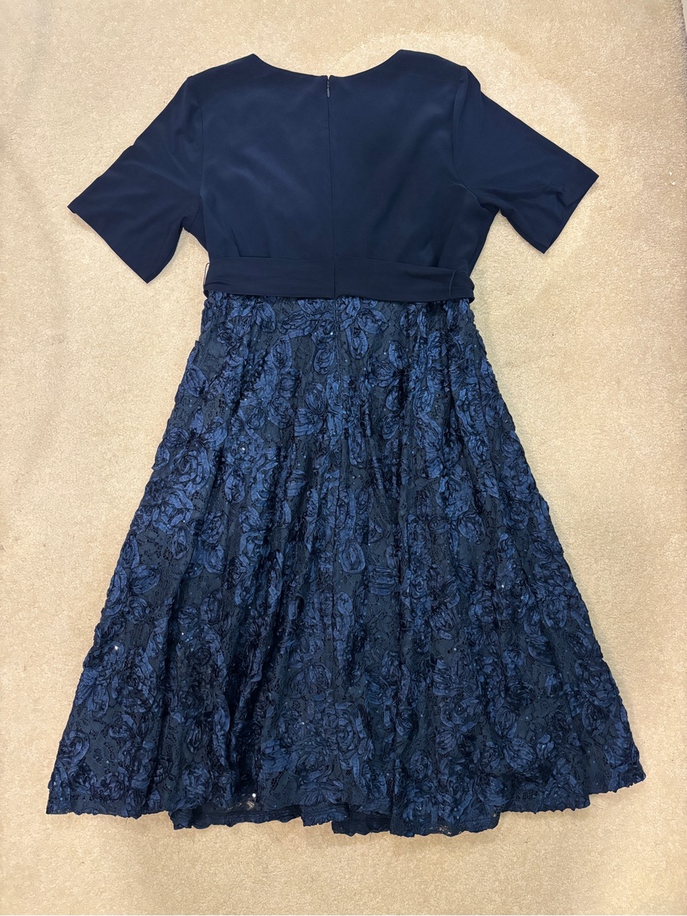 Alex Evenings Elegant Navy Wrap & Floral Midi Dress Size 18W - Picture 14 of 15